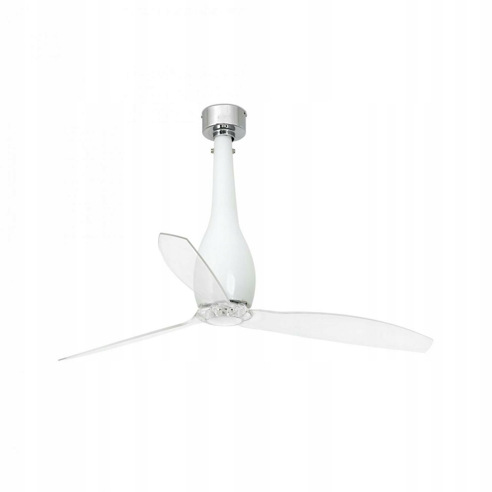 Stropný ventilátor Faro Eterfan M, biely/transparentný, DC motor, 128 cm