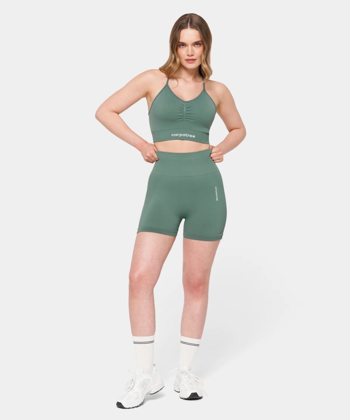 Spodenki damskie Carpatree bezszwowe Allure zielone C-all-short-zi