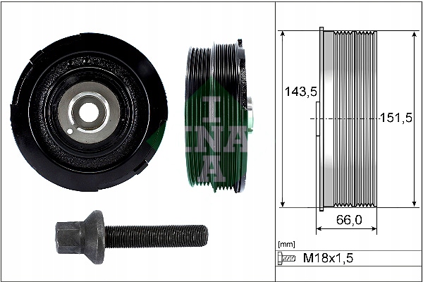 KOŁO PASOWE WAŁU KORBOWEGO BMW 3 E46 5 E39 2.0D 02.98-09.03 INA Producent części Schaeffler INA