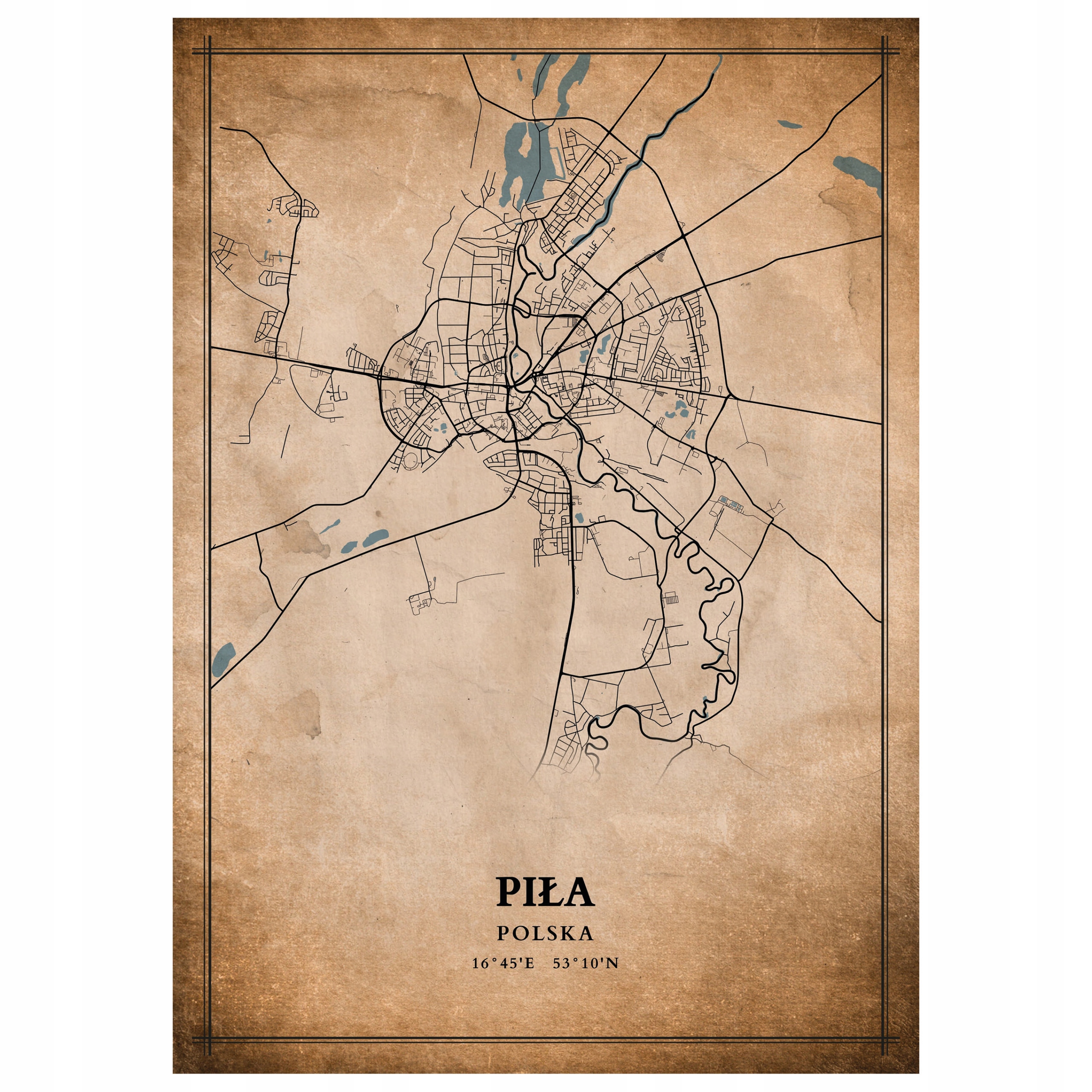 

Plakat Mapa miasta vintage Piła 91x61cm