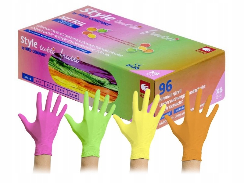 

Rękawiczki Kolorowe Nitrylowe Rozm. S 96 Szt