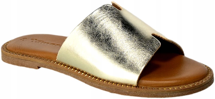 Klapki Tamaris 1-27135-20 909 Light Gold Złote Skó