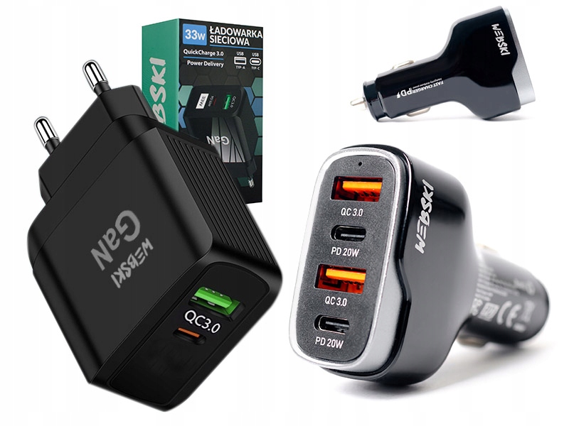 

Samochodowa i Sieciowa Szybka Ładowarka Usb/usb-c