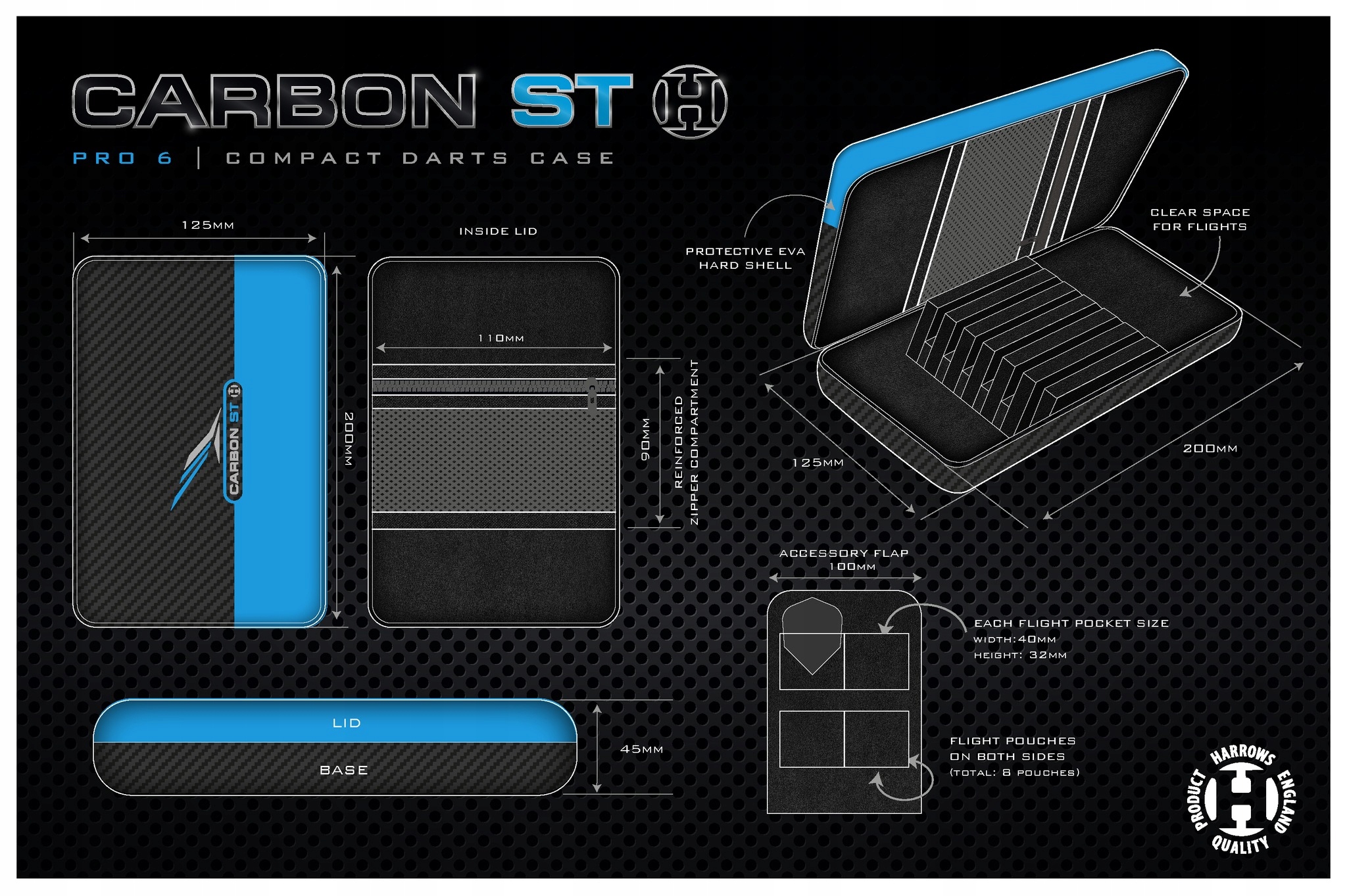 Pokrowiec na rzutki Harrows CARBON ST PRO 6 CASE Rodzaj inny