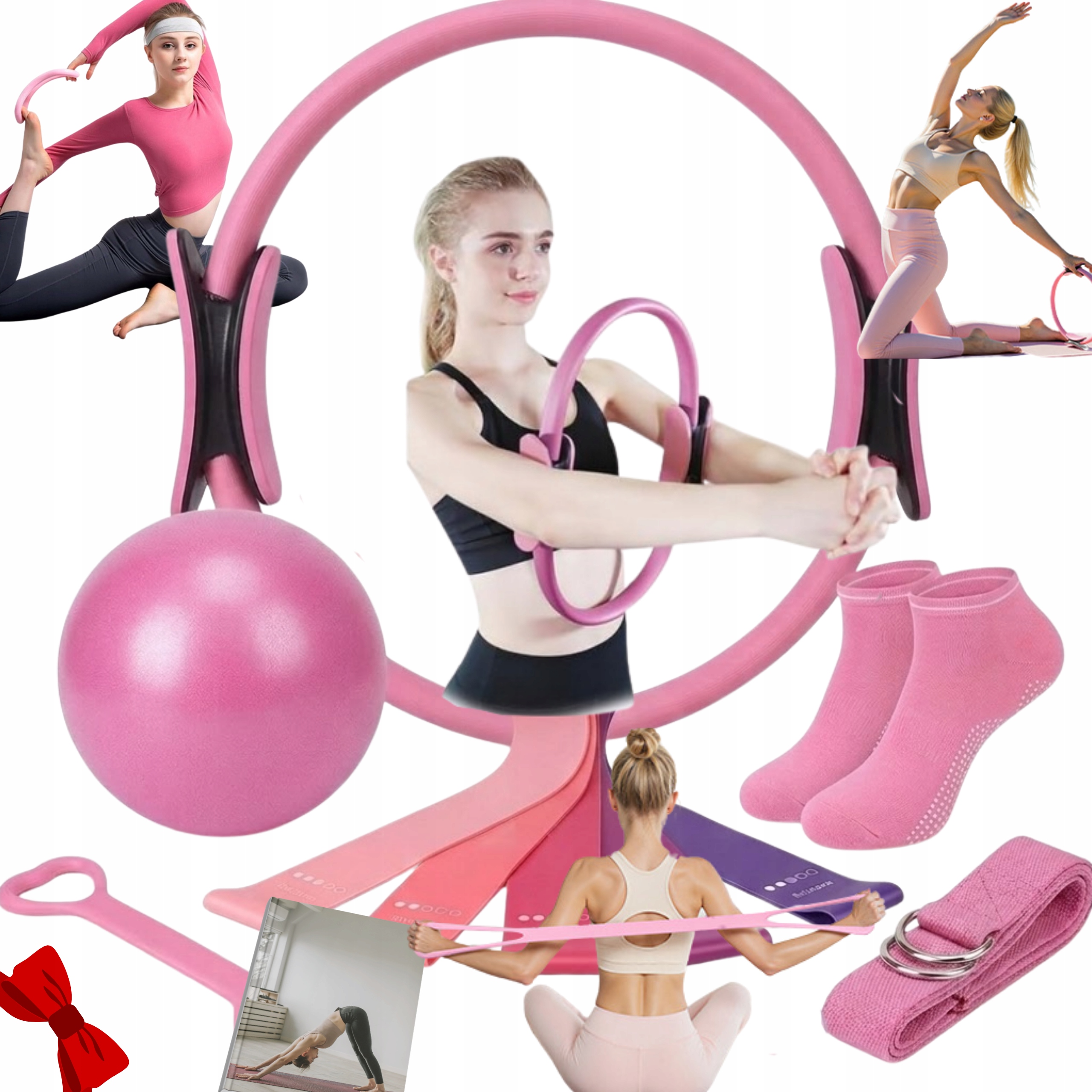 Zestaw Pilates Do Jogi Fitness 13W1 Kółko Gumy Piłka Torba +ebook Pdf 13str