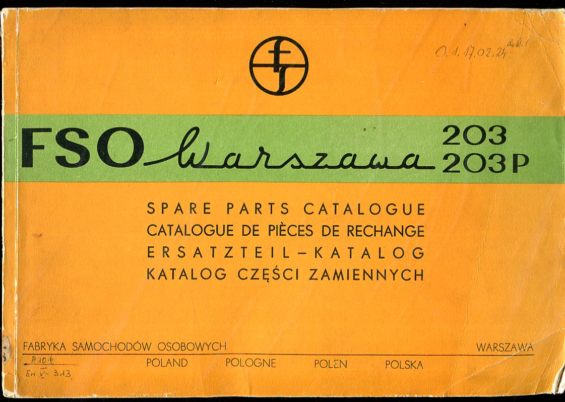 FSO WARSZAWA 203 -- КАТАЛОГ ЗАПЧАСТЕЙ