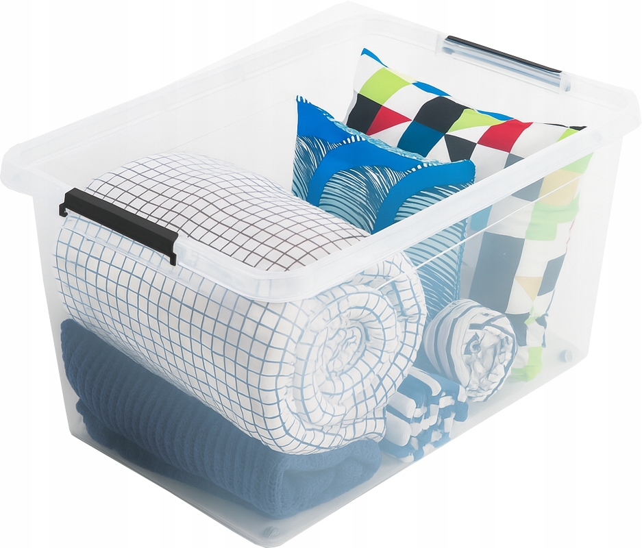 Pojemnik 145 l plastikowy z pokrywą i kółkami duże pudełko organizer