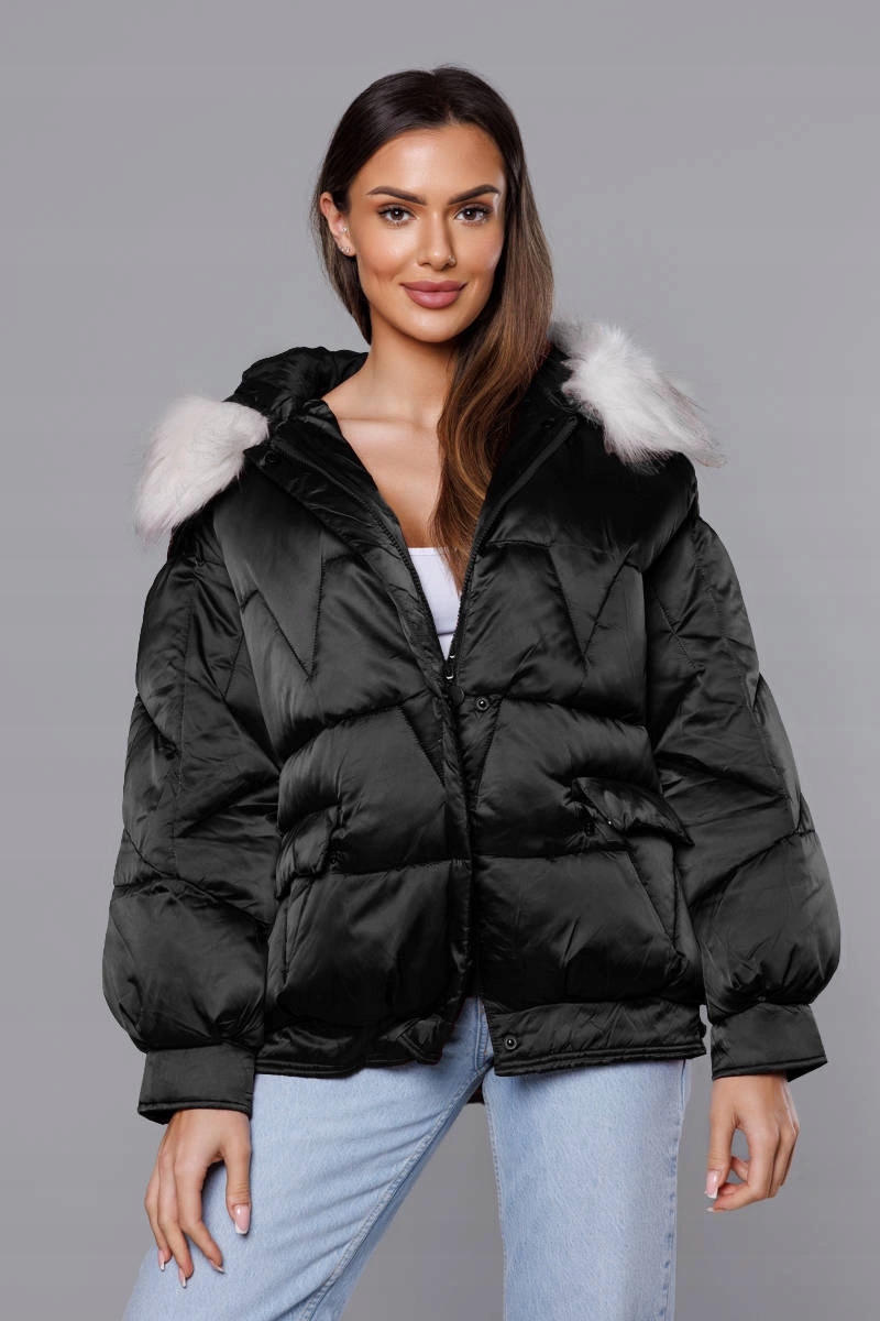 Zimní Bunda Oversize H1109 Černá M (38)