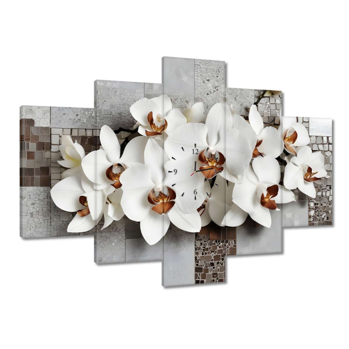 Hodiny 150x105 Biele orchidey a mozaika