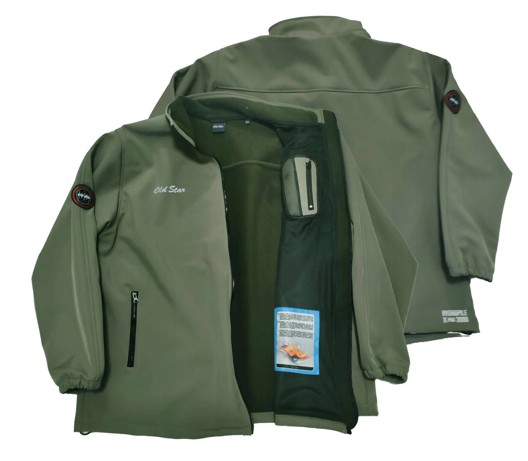 12XL Velká Softshellová Bunda Membrána Celoroční Big Old Star Olivová Khaki