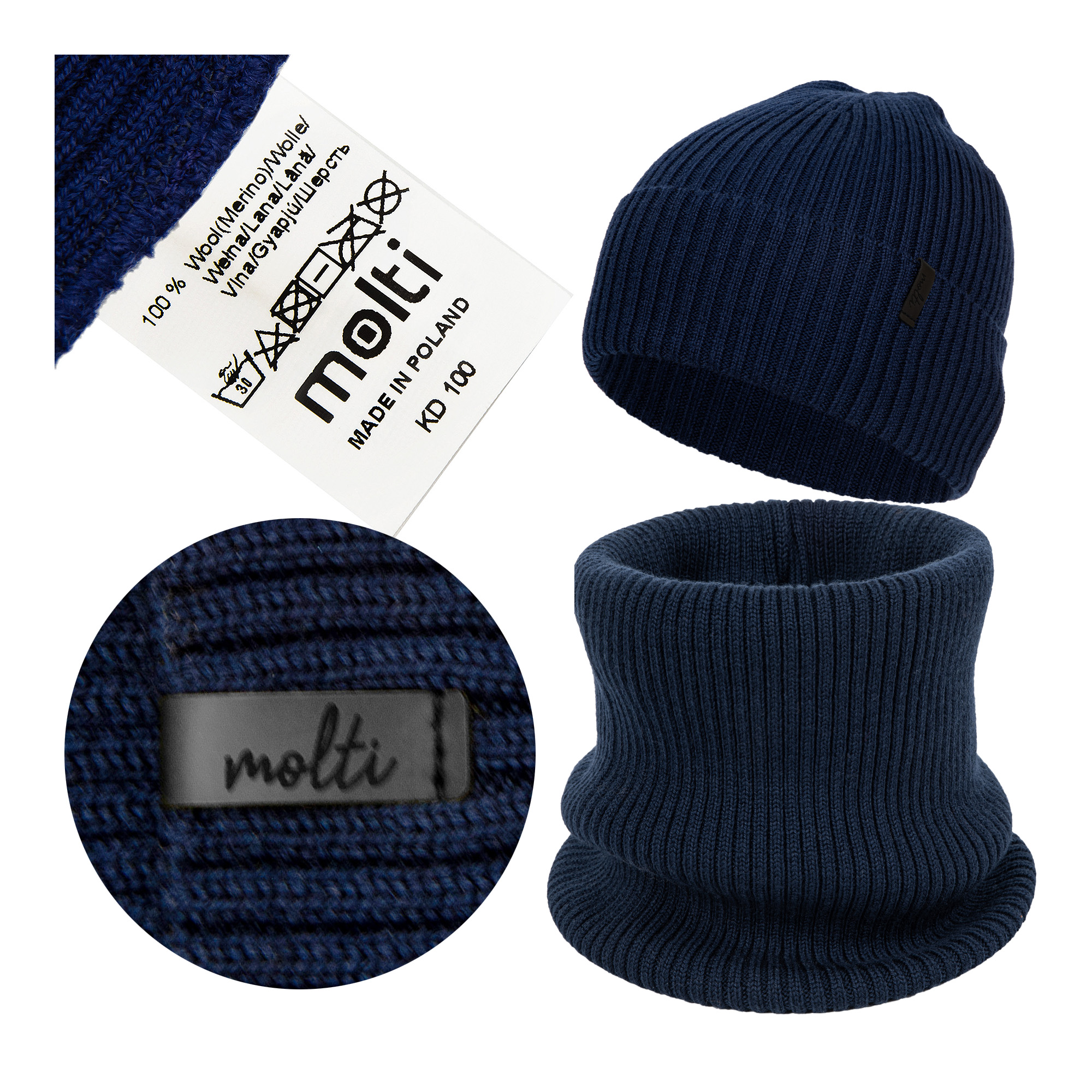 Komplet Merino pánská vlněná čepice nákrčník zimní Teplý šátek 55-60