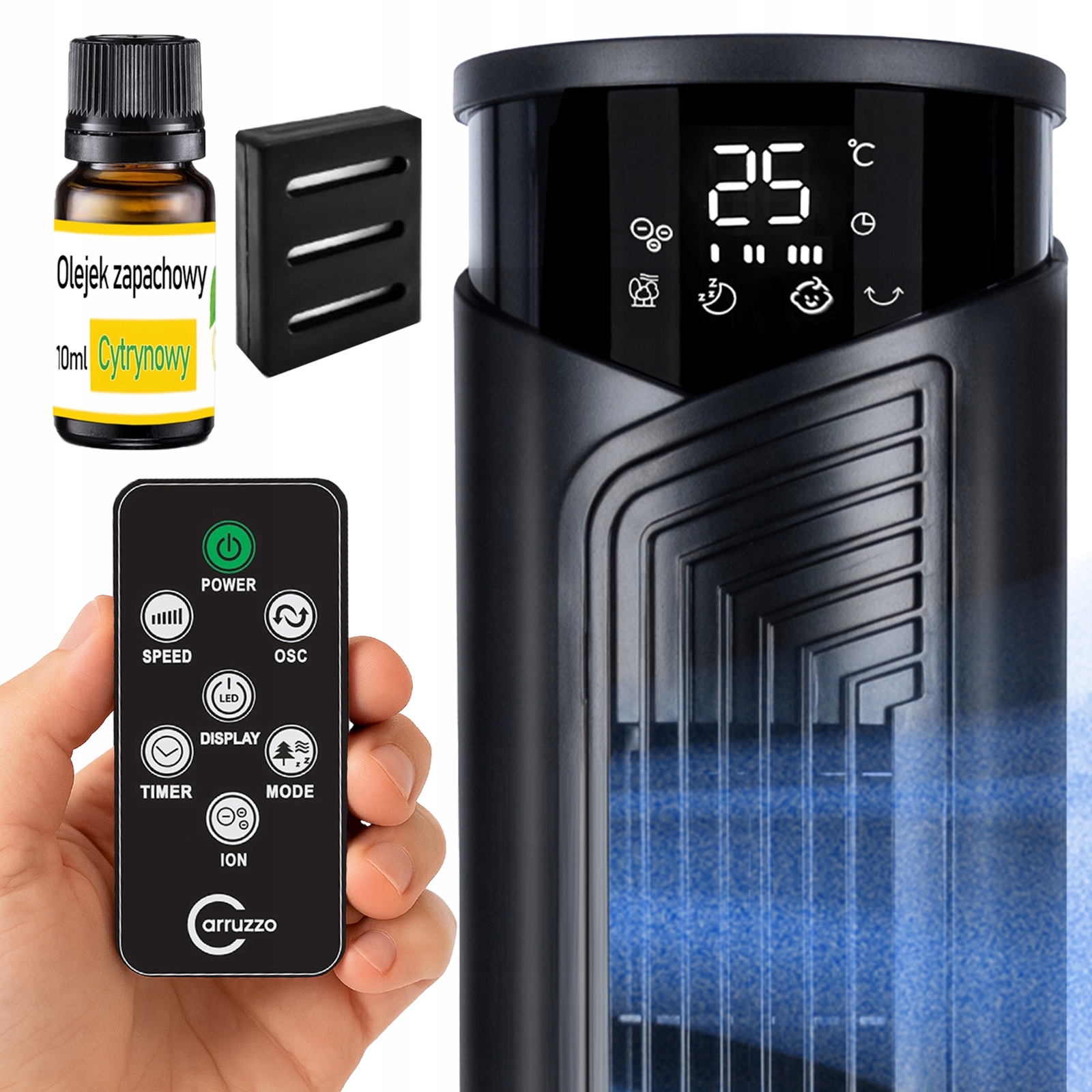 Stĺpový Ventilátor Stojanový Ventilátor Ionizácia Diaľkový Ovládač Aroma Box Olej
