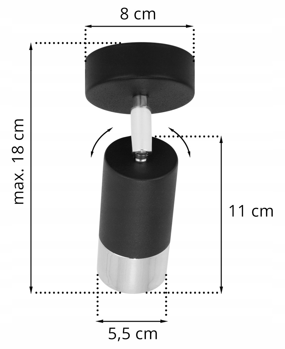 REFLEKTOR SUFITOWY ŚCIENNY GU10 KINKIET SPOT LED Liczba punktów światła 1