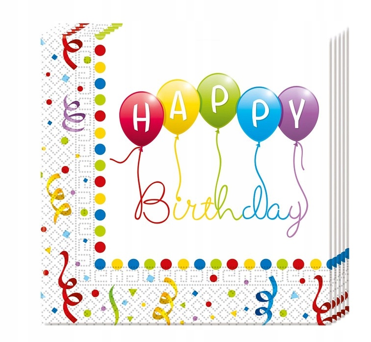 

Serwetki Happy Birthday 33x33 cm, 20 szt.