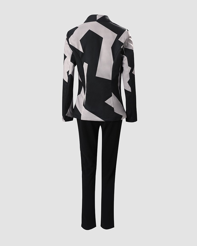 Komplet Garnitur Damski Garnitur Marynarka Spodnie Wzór dominujący mix wzorów