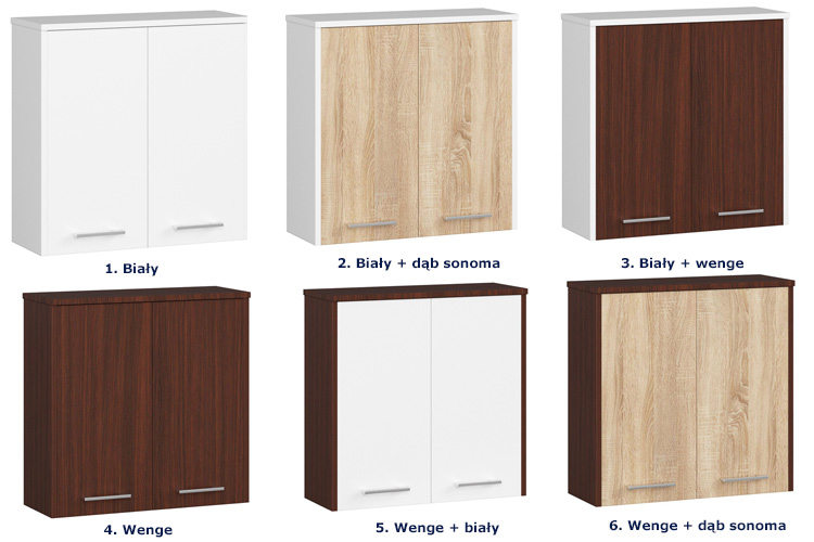 SZAFKA ŁAZIENKOWA WISZĄCA DRZWICZKI = 2 PÓŁKI MAT Szerokość mebla 60 cm