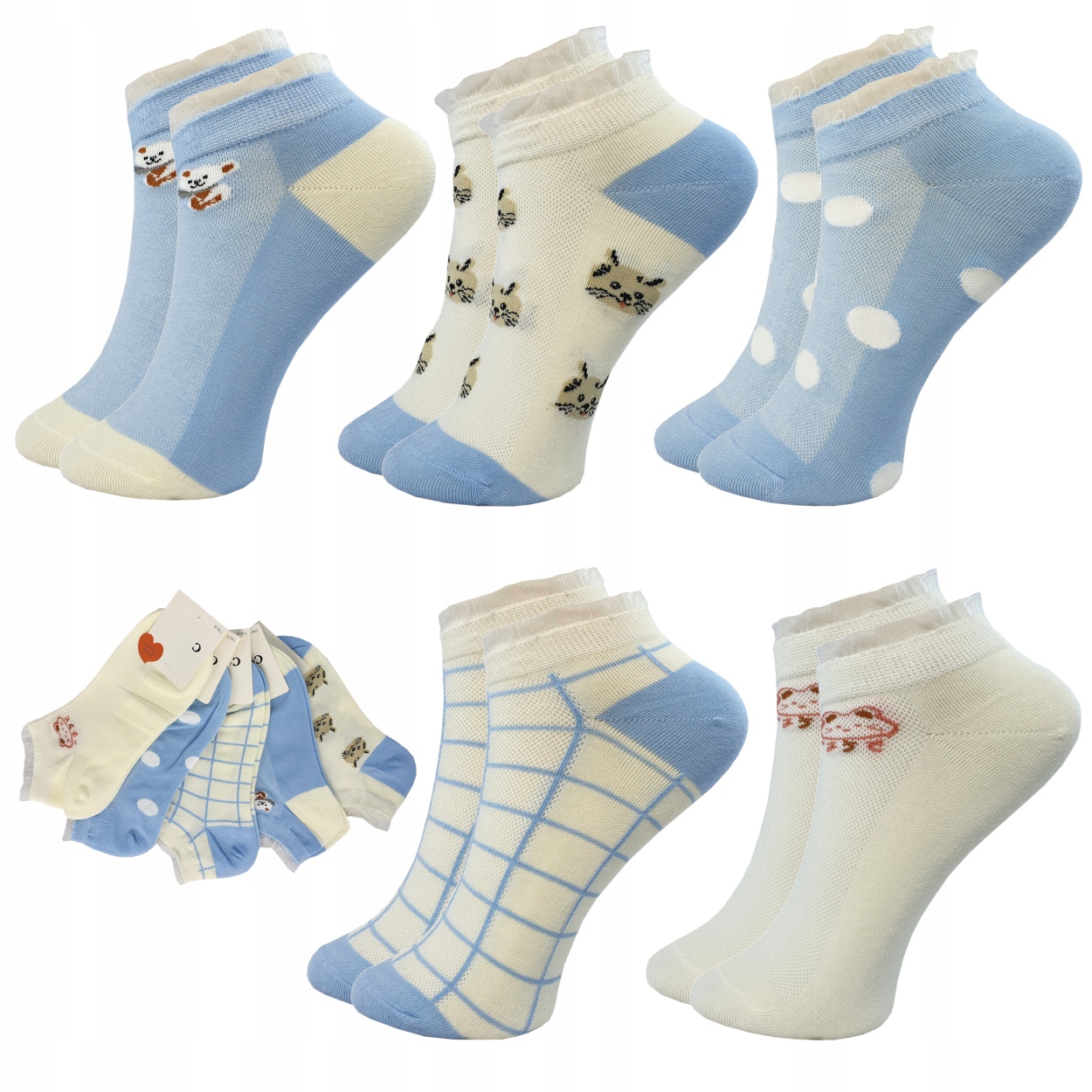 

5PAR Stopki Damskie Kolorowe Bawełna Premium Socks