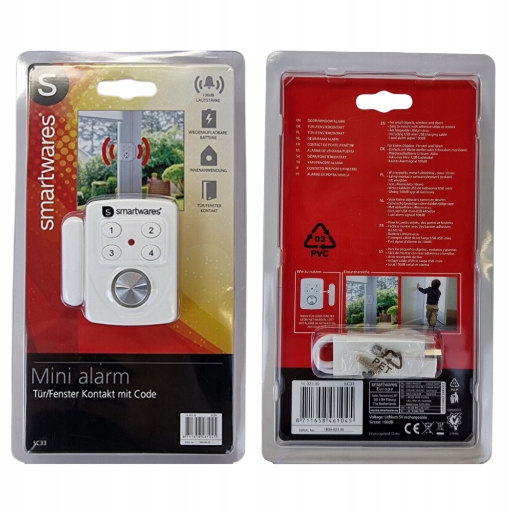 ALARM CZUJNIK CZUJKA SYGNALIZATOR OTWARCIA DRZWI OKNA OKIENNY DRZWIOWY SC33 Marka Smartwares