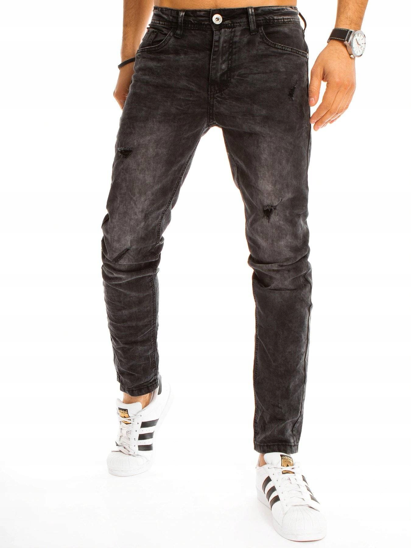 

Męskie Spodnie Jeansowe Czarne ux3211 - 29