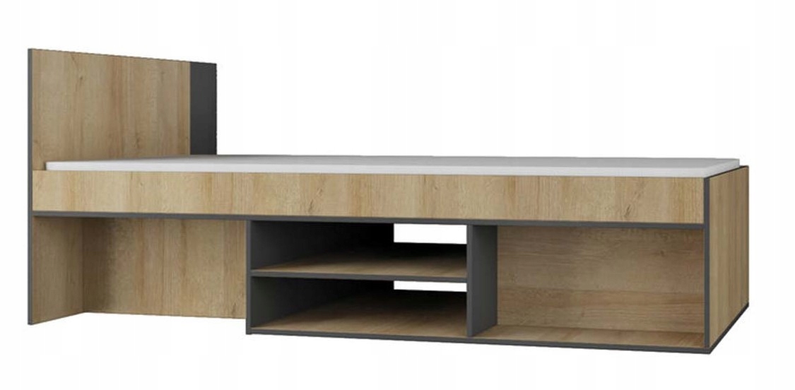 Łóżko NANO NA13 - grafit/enigma Długość mebla 203 cm