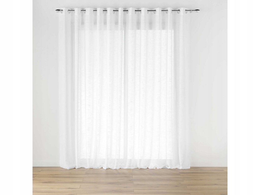 Široká záclona s kroužky, s lněným efektem, Haltona, 400 x 240 cm