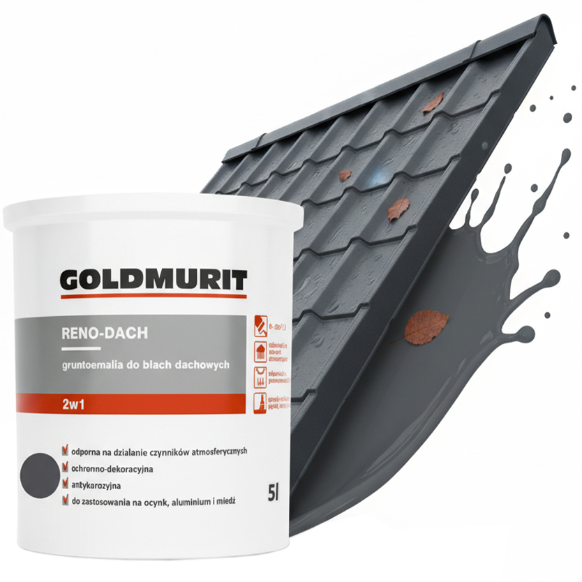 Akrylová farba na strechy žľabu 5 l Antracitová krytina RAL7024 Goldmurit