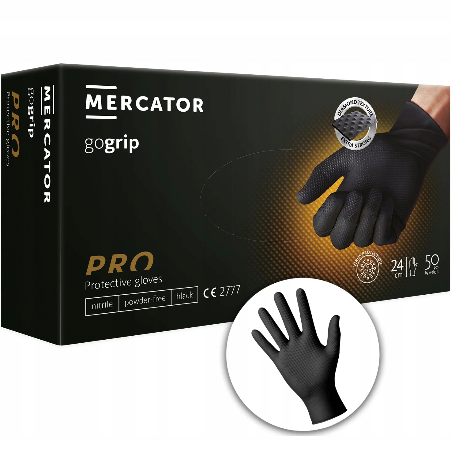 

Mercator Gogrip Black Rękawiczki nitrylowe rozm. M
