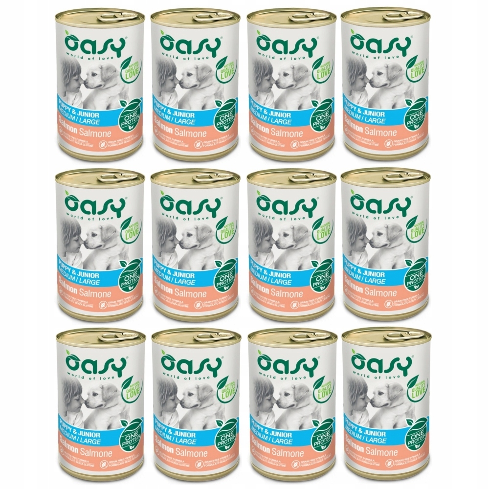 Oasy Puppy Medium Large Karma Dla Szczeniąt Średnie Duże Rasy Łosoś 12x400g
