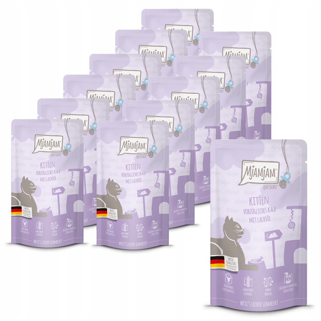 Mjamjam Kitten Telecí s lososovým olejem 12 x 125 g