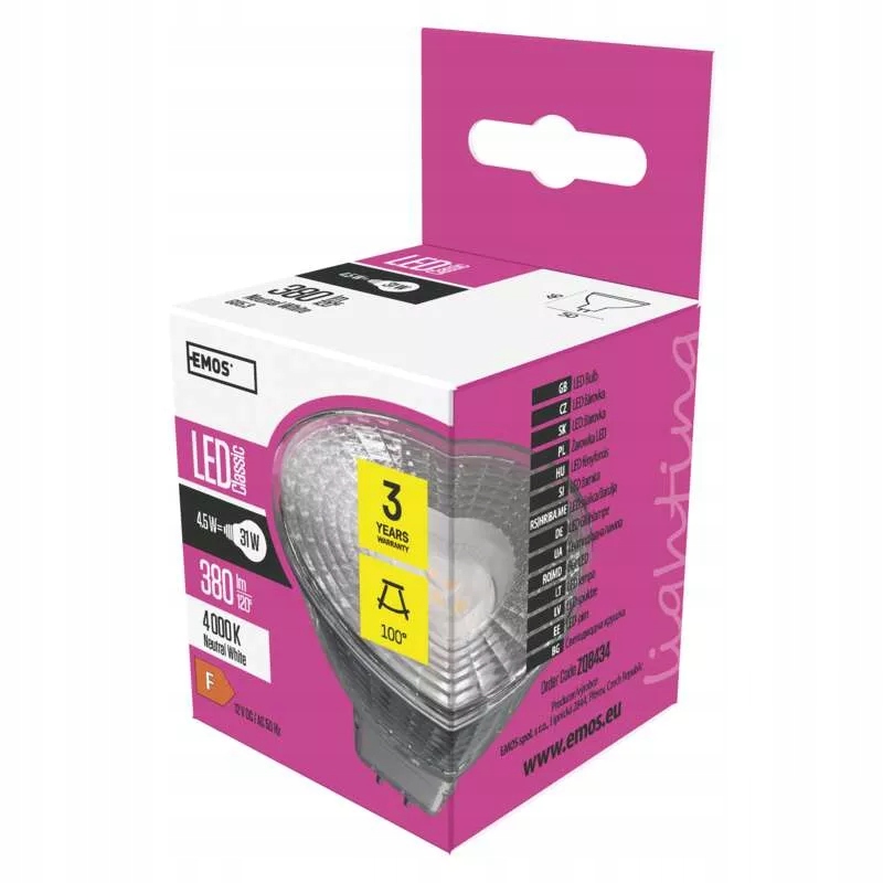 

Żarówka Led Classic MR16 4,5W GU5,3 Emos neutralna