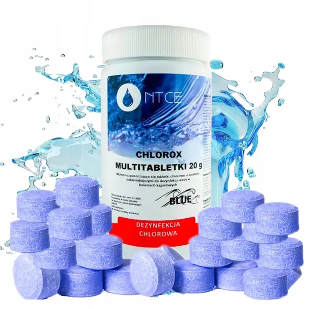 Chlor Blue Niebieskie Tabletki Multifunkcyjne do Basen Jacuzzi Ntce 20g 1kg