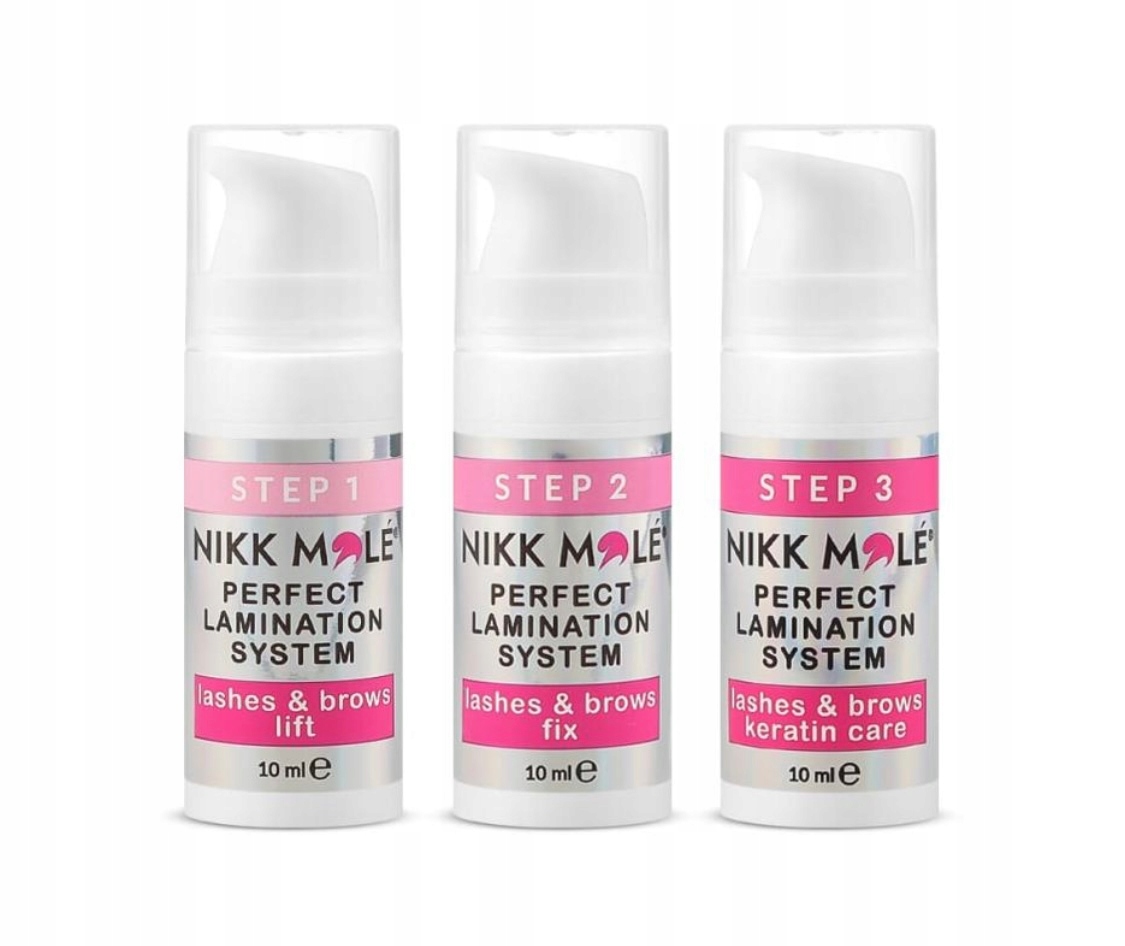Zestaw do laminacji brwi i rzęs Nikk Mole Nr 1, 2, 3 po 10ml