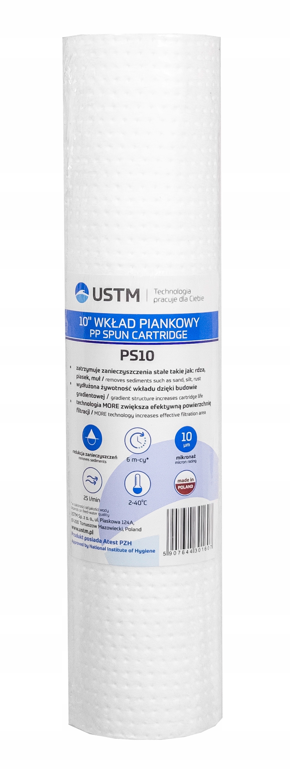 FILTR DO WODY WKŁAD 10' PIANKOWY 10 MIKRON PS10 US Marka UST-M