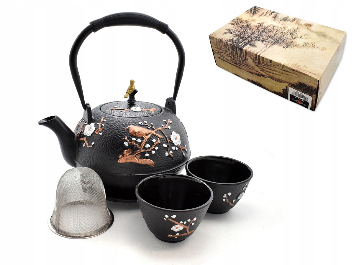 Litinový set na čaj Kahei Black 1200 ml s čertěmi