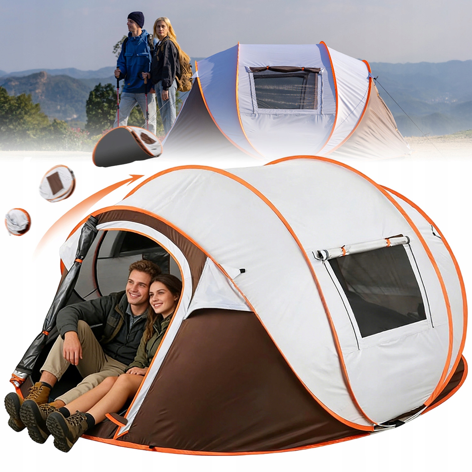 Namiot 6-OSOBOWY Turystyczny Samorozkładający Wodoodporny 280X210X120CM