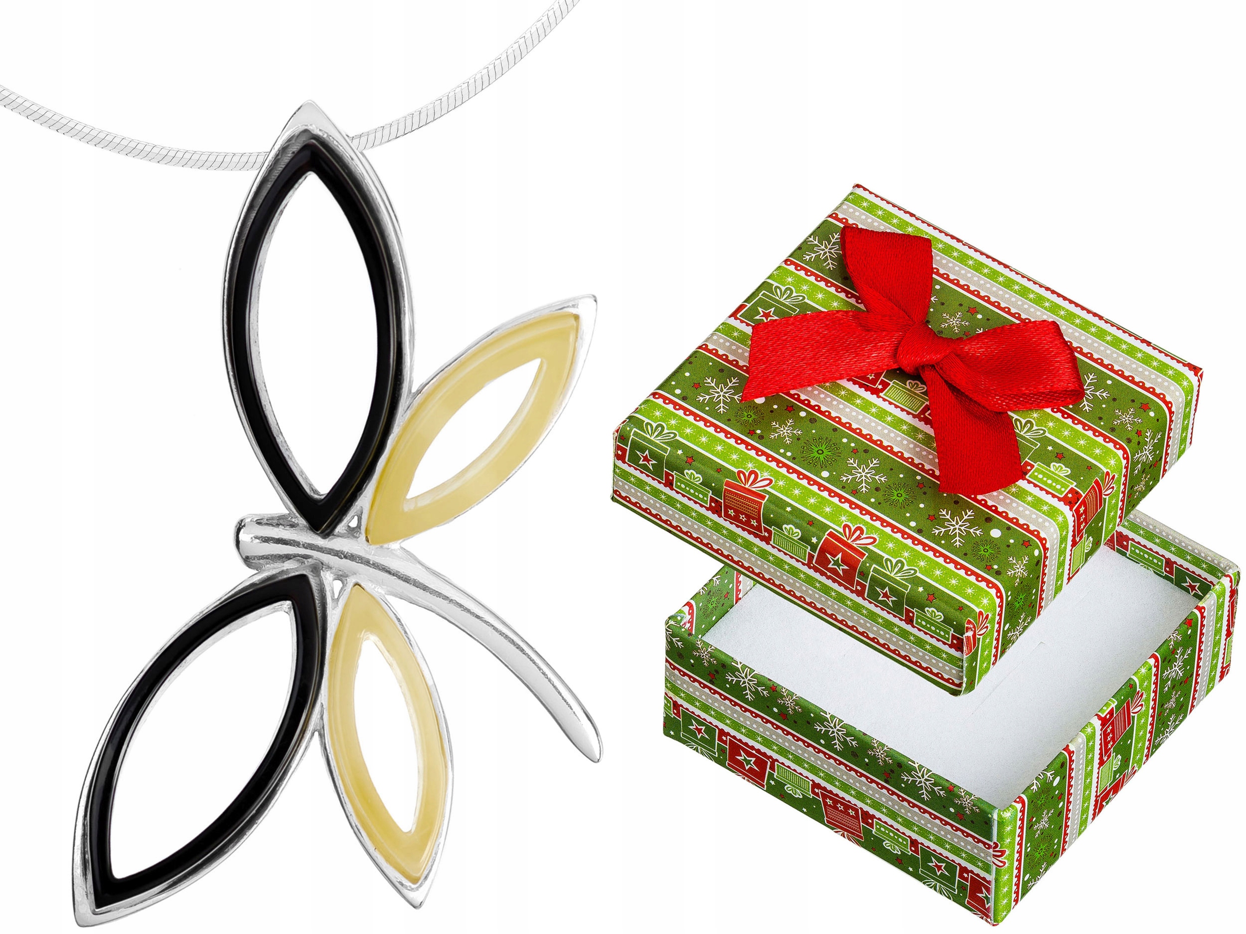 Velký stříbrný dámský náhrdelník s jantarem Vážka Jantar Stříbro Dlouhý 80