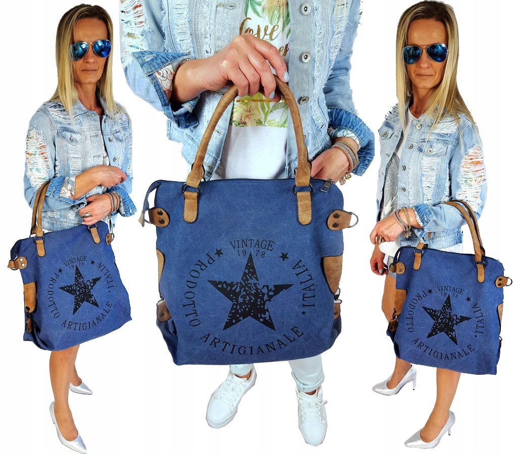 

Torebka Gwiazda Vintage Worek Shopper Bag Torba XL
