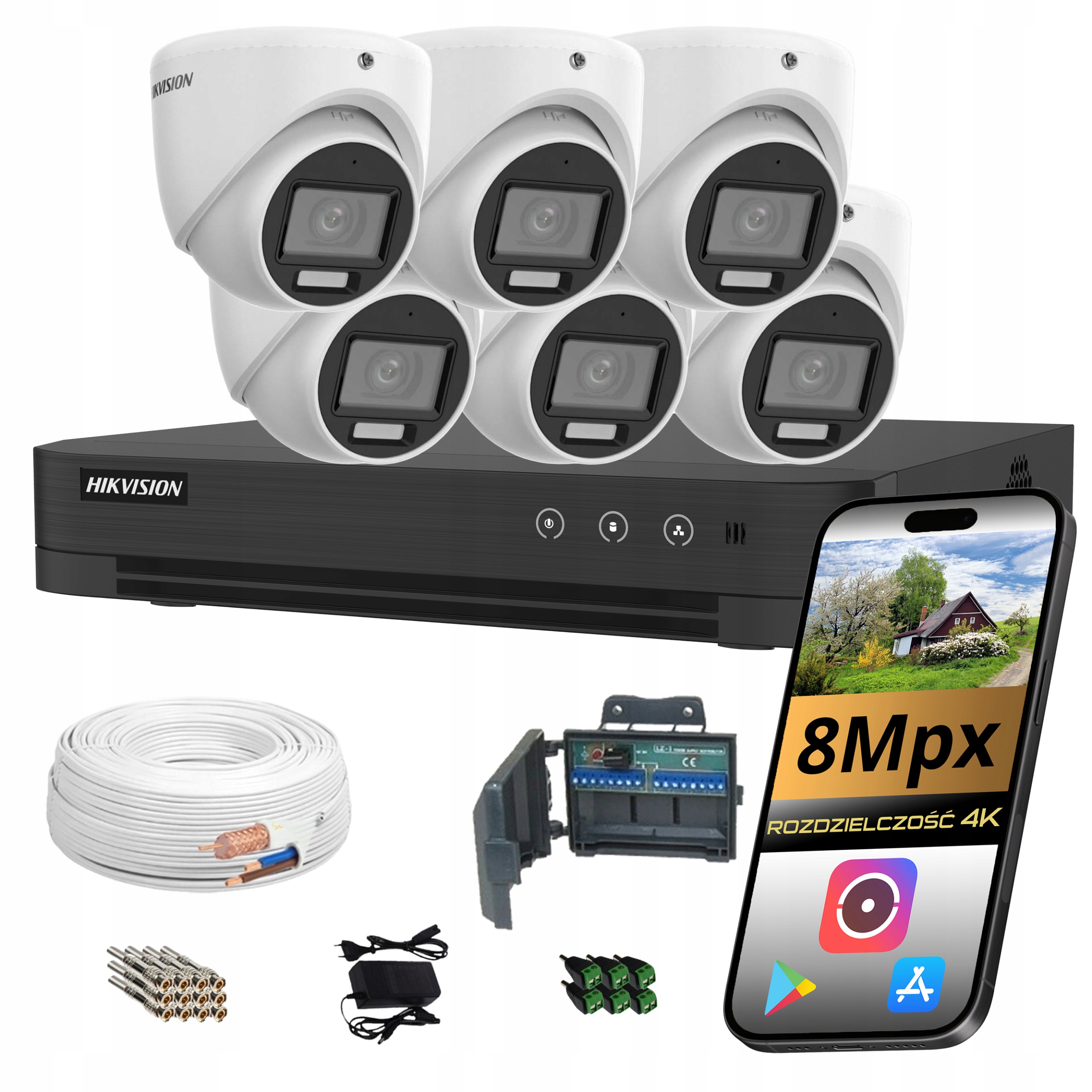 Sada kamier Hikvision 4K 6 kupol 8Mpx Ir Led AcuSense Ai monitorovanie domu