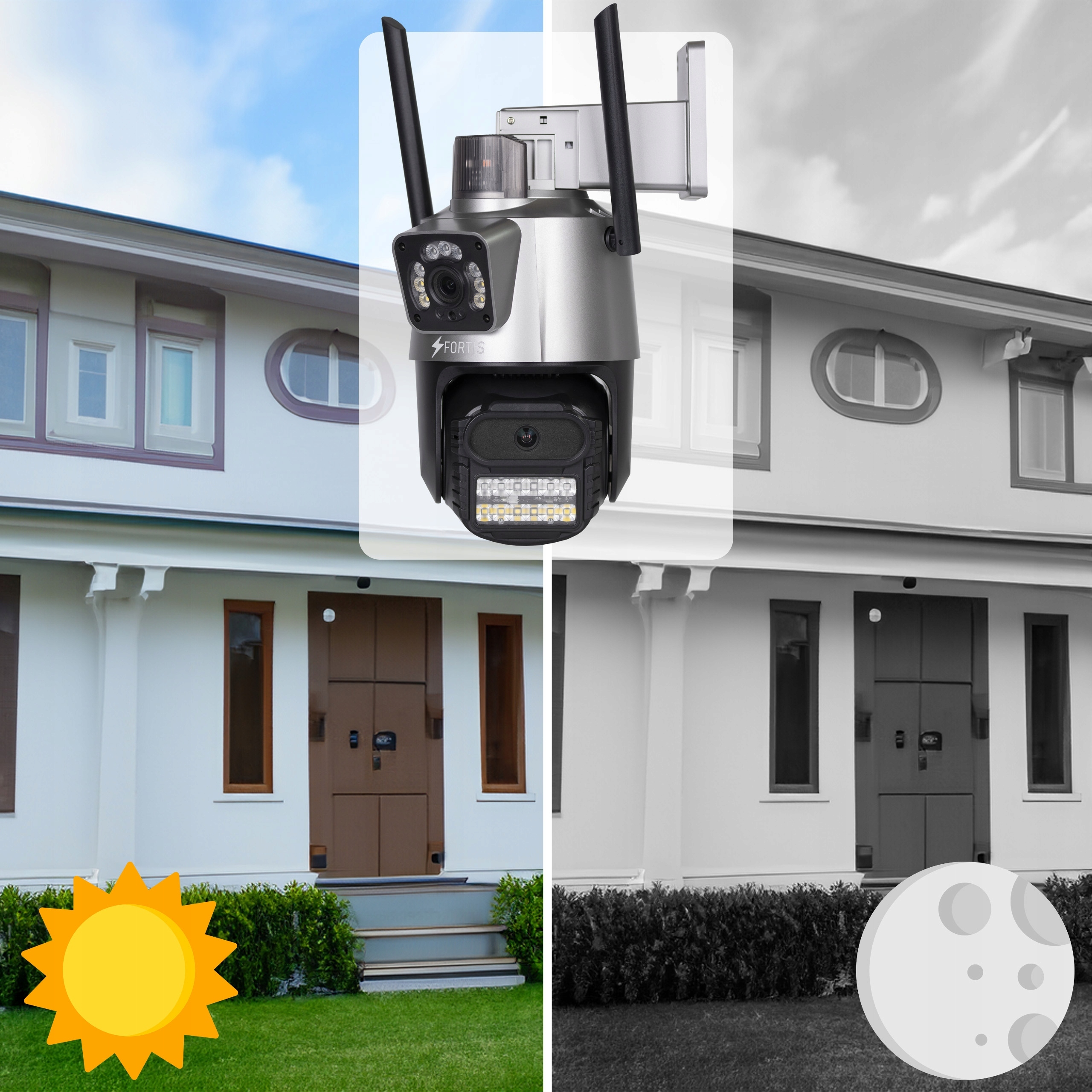 PODWÓJNA KAMERA 2W1 ZEWNĘTRZNA OBROTOWA IP WIFI FULL HD+ DO MONITORINGU Stan opakowania oryginalne