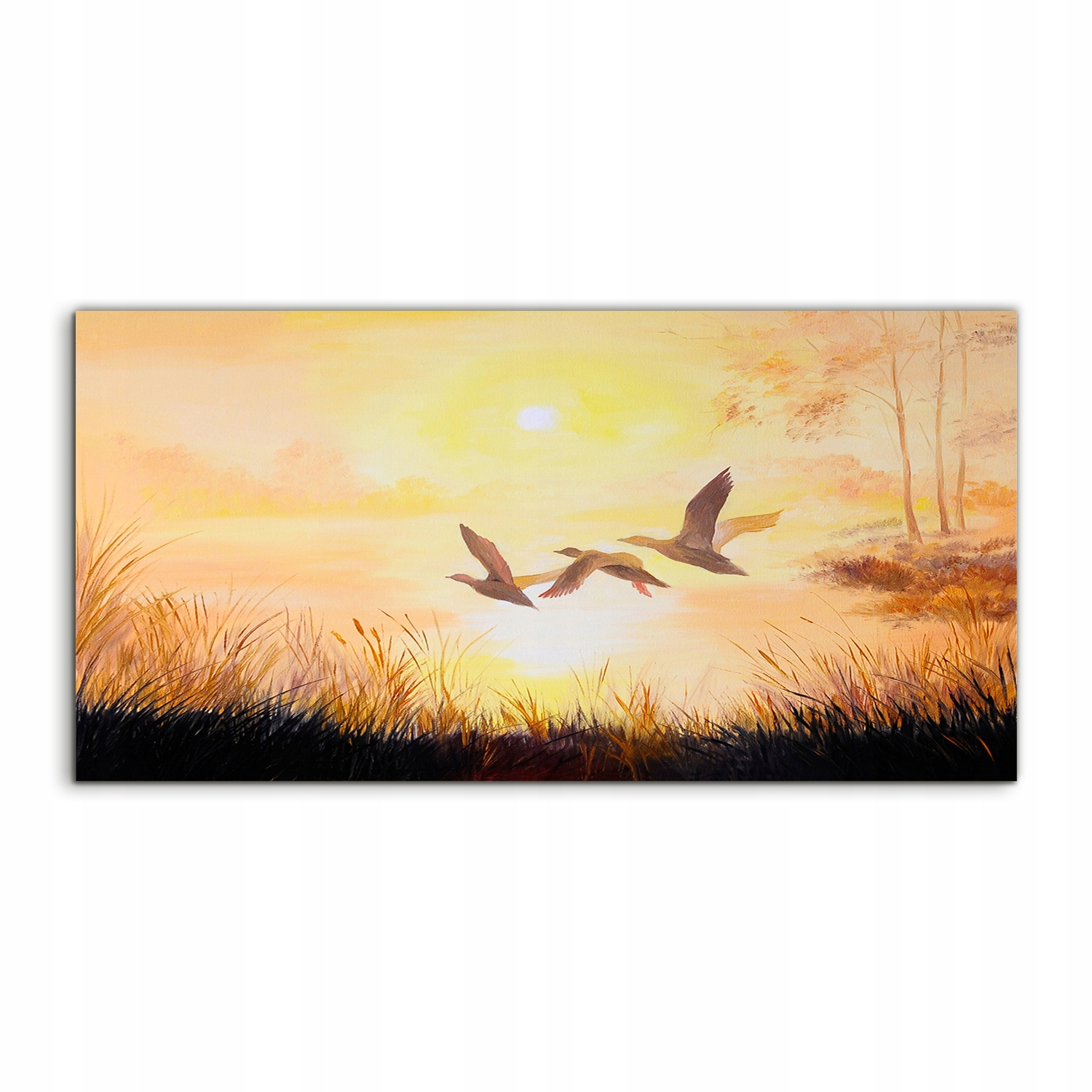 

Obraz akryl 100x50 z grafiką Dźwigi Wschód Słońca