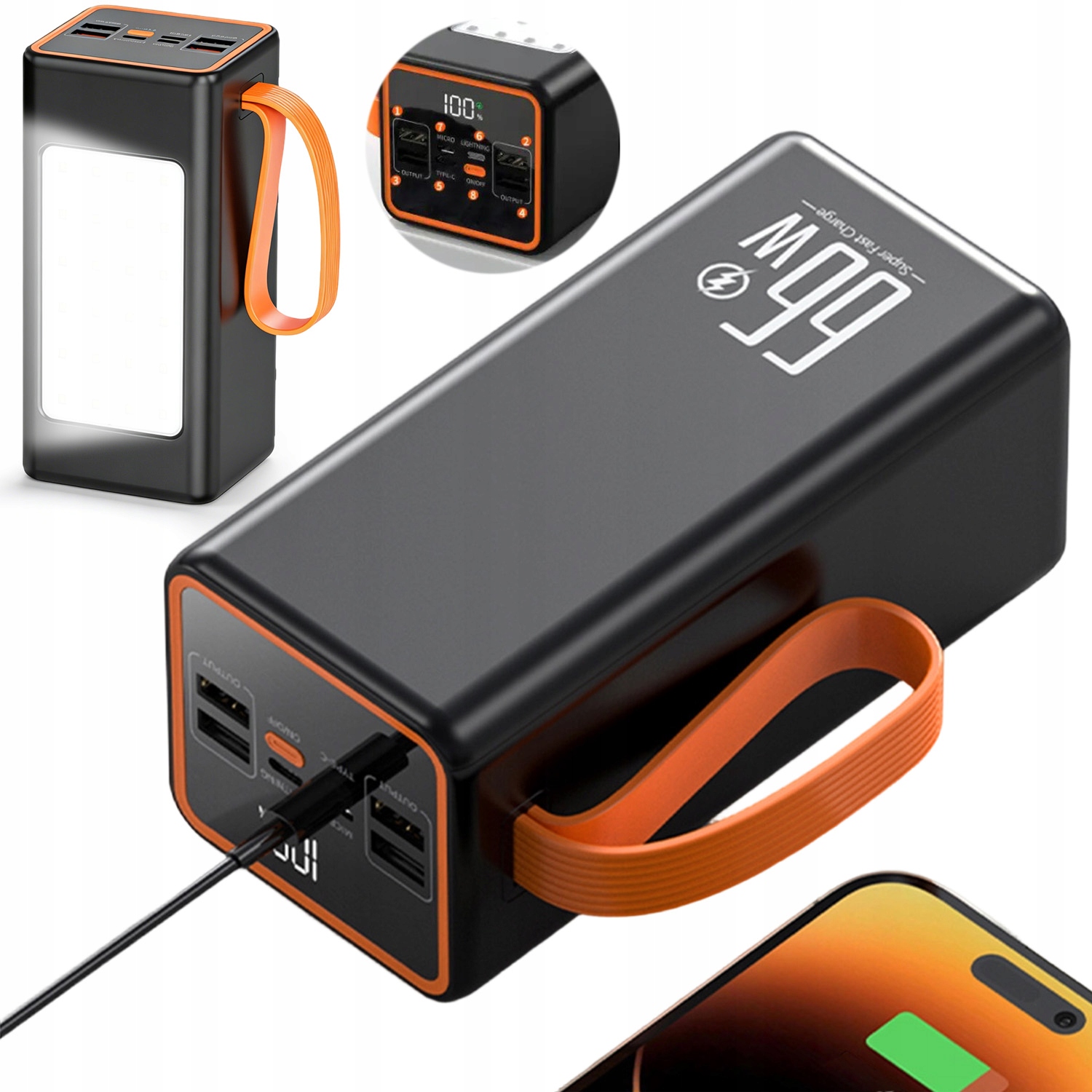 Powerbanka 50000MAH Přenosná 66W PD20W Usb-c Usb-a Pro 5 Zařízení Na Kempování