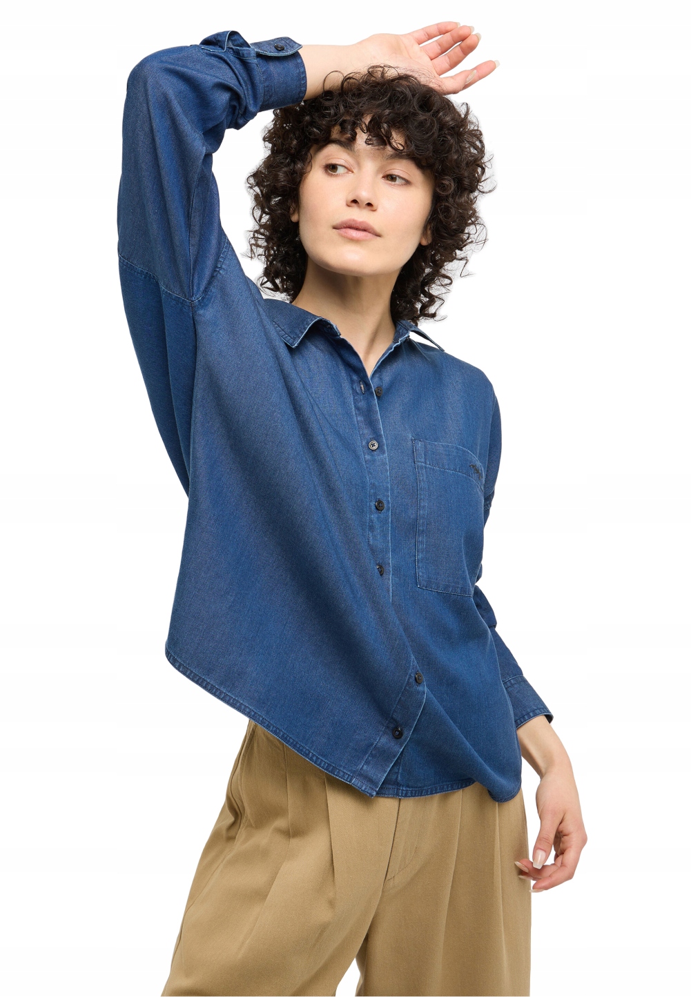 Módní Dámská Džínová Košile Modrá Oversize, Krásná, Mustang 38