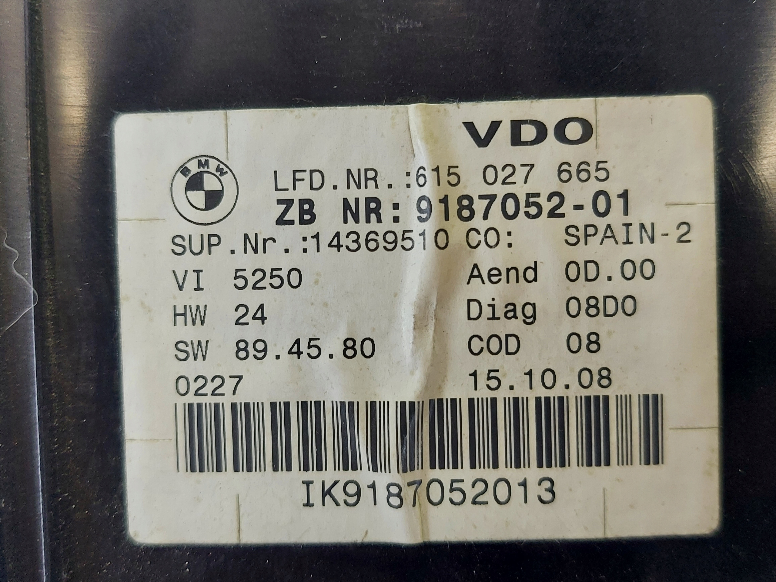 dials clock BMW E90 2.0 B 918705201