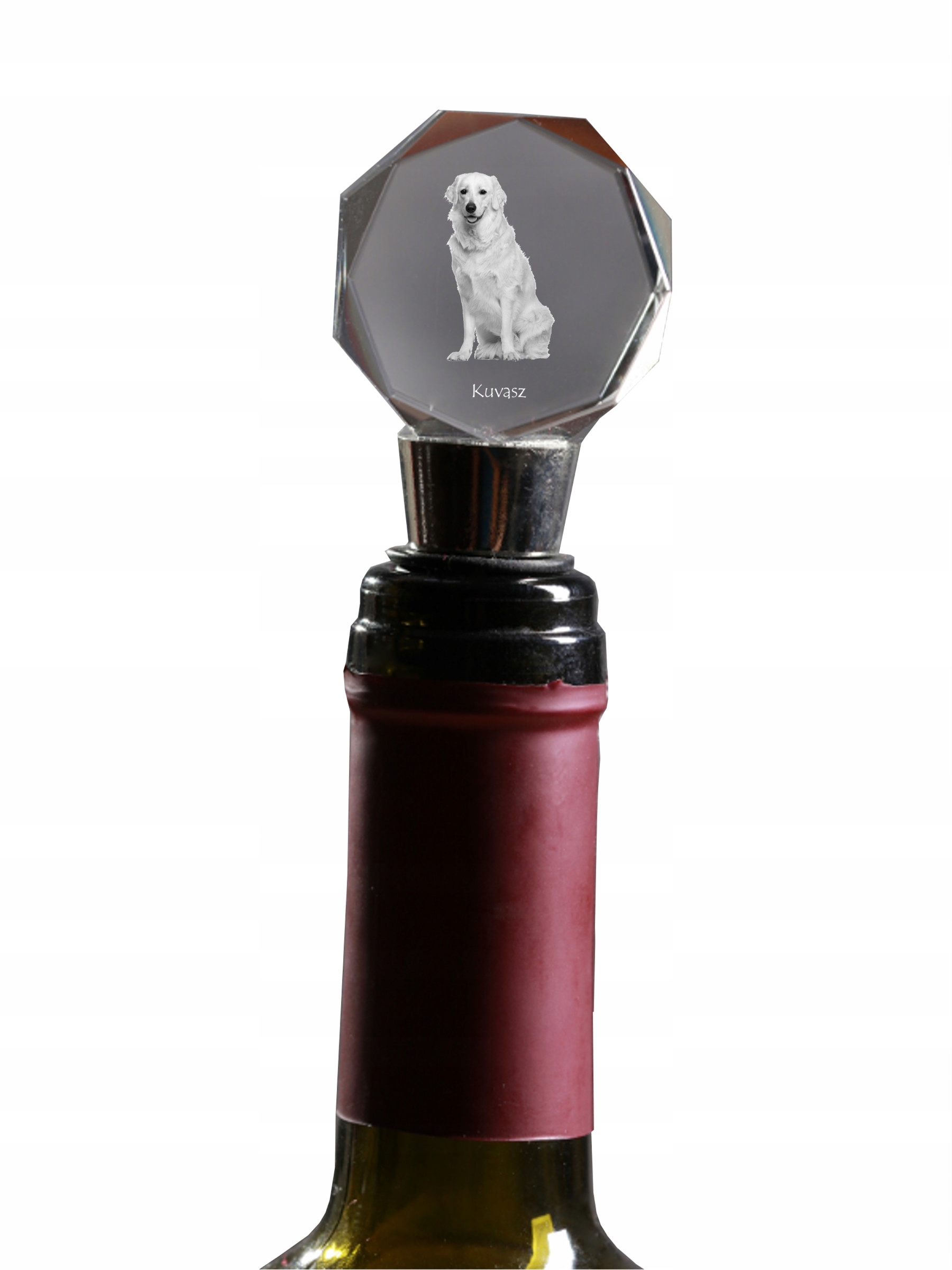 Kuvasz personalizovaná zátka na láhev, zátka na víno s fotografií