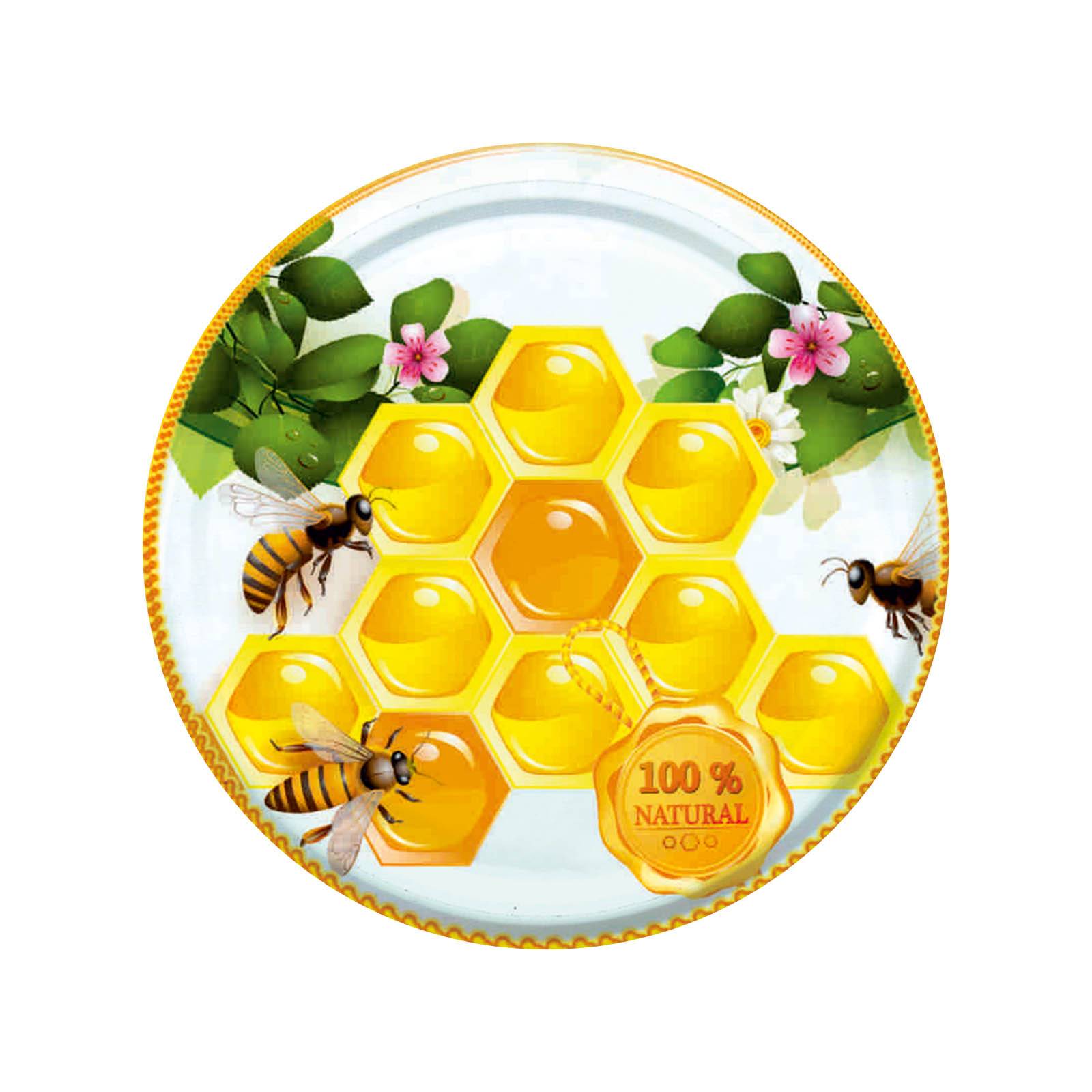 

Nakrętki fi82 na słoiki z miodem (50szt) wzór ND51