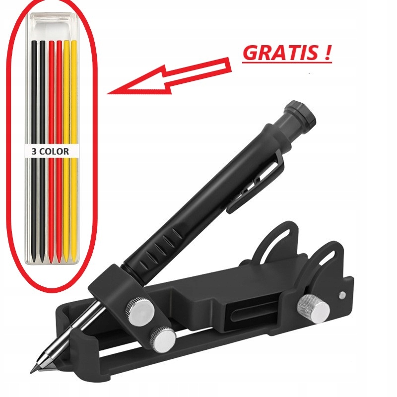 Regulowany Ołówek Wielofunkcyjny Znacznik Stolarski Cyrkiel do Odrysowywani Stan opakowania oryginalne