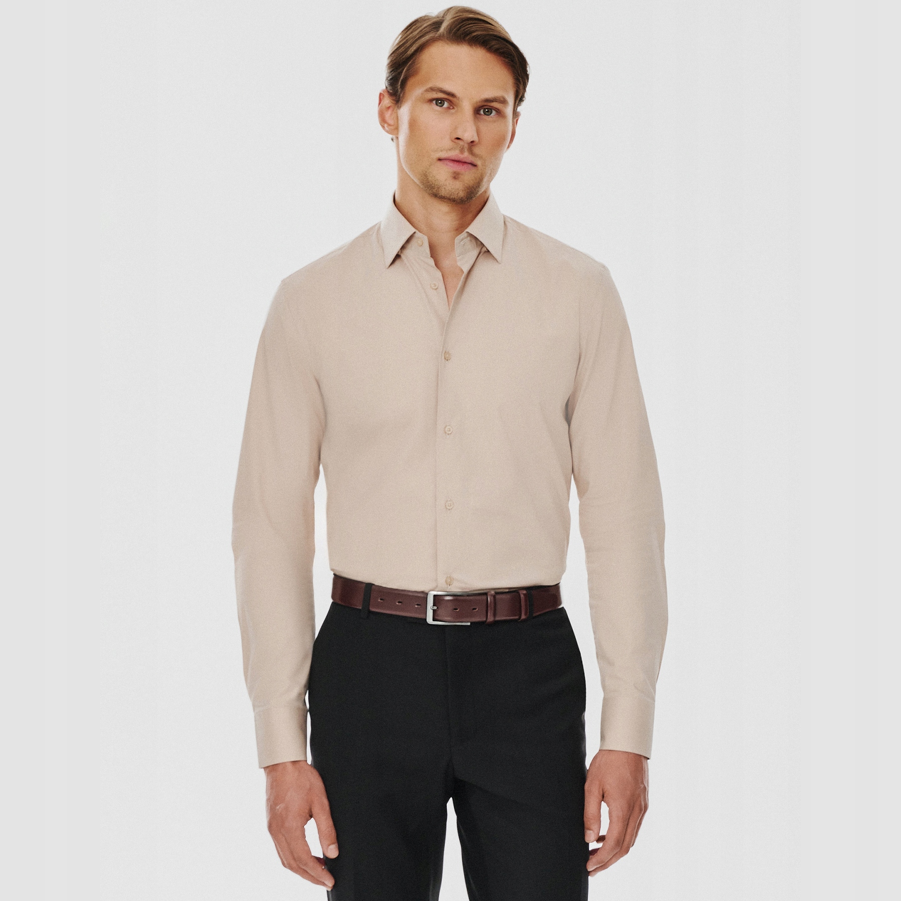 Béžová hladká pánská košile Pako Lorente vel 3XL