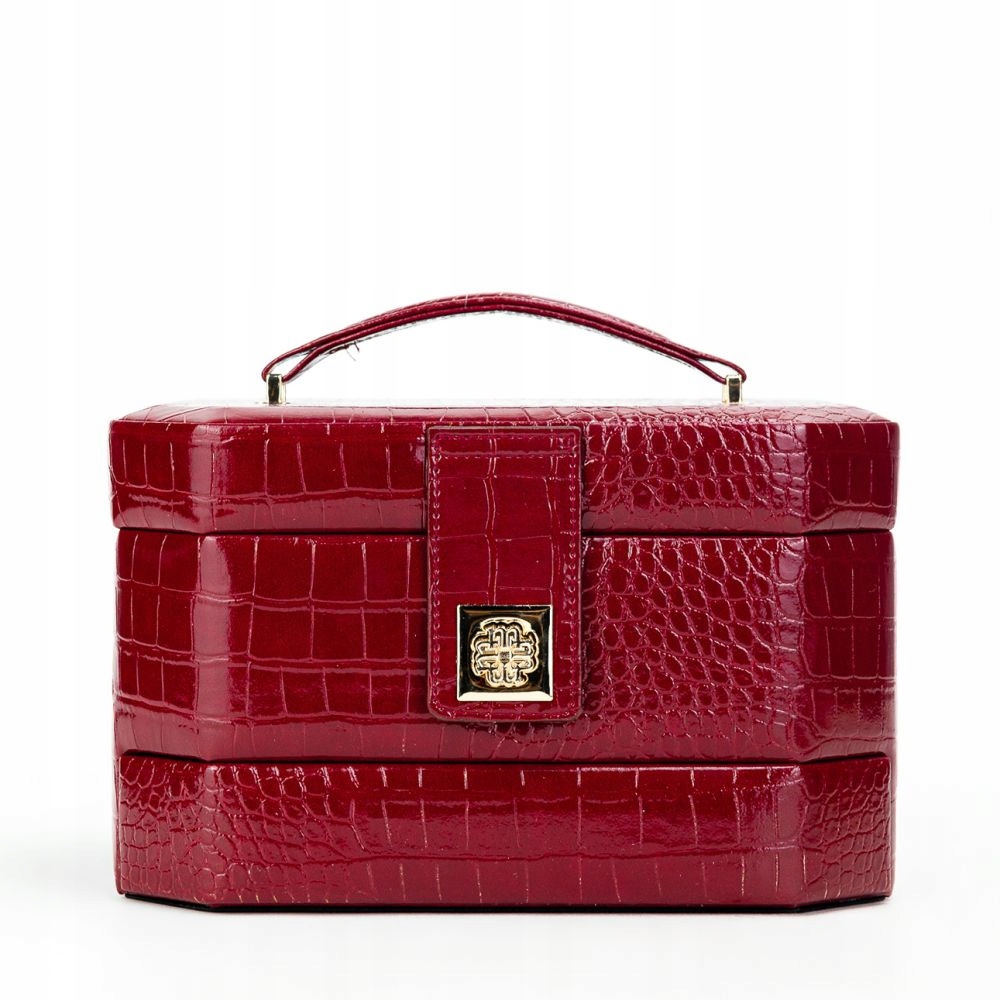 Červené Pouzdro Kufřík Na Šperky Kosmetika Monnari Lesklý Hadí