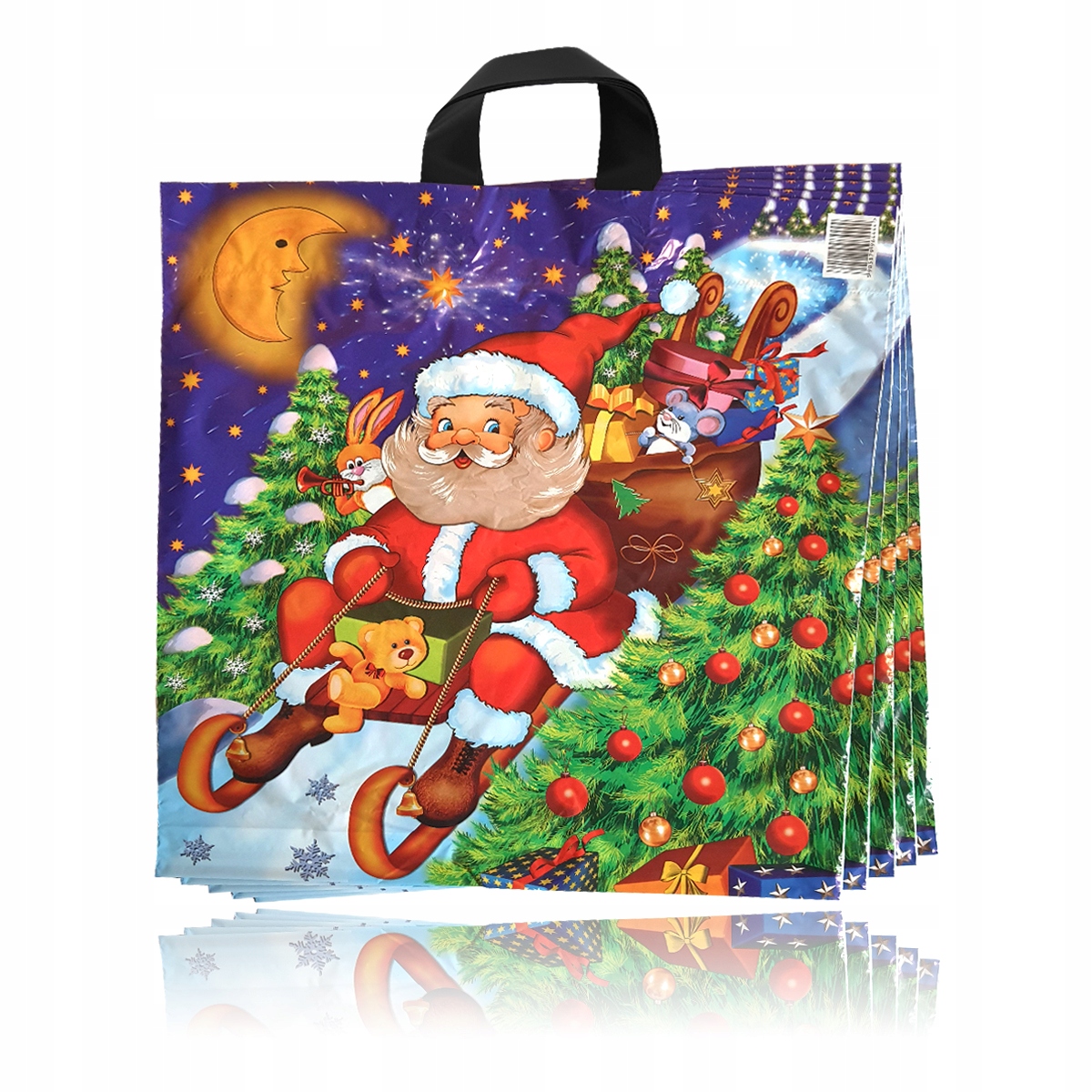 REKLAMÓWKI ŚWIĄTECZNE MIKOŁAJ SANKI 45x50 - 5szt
