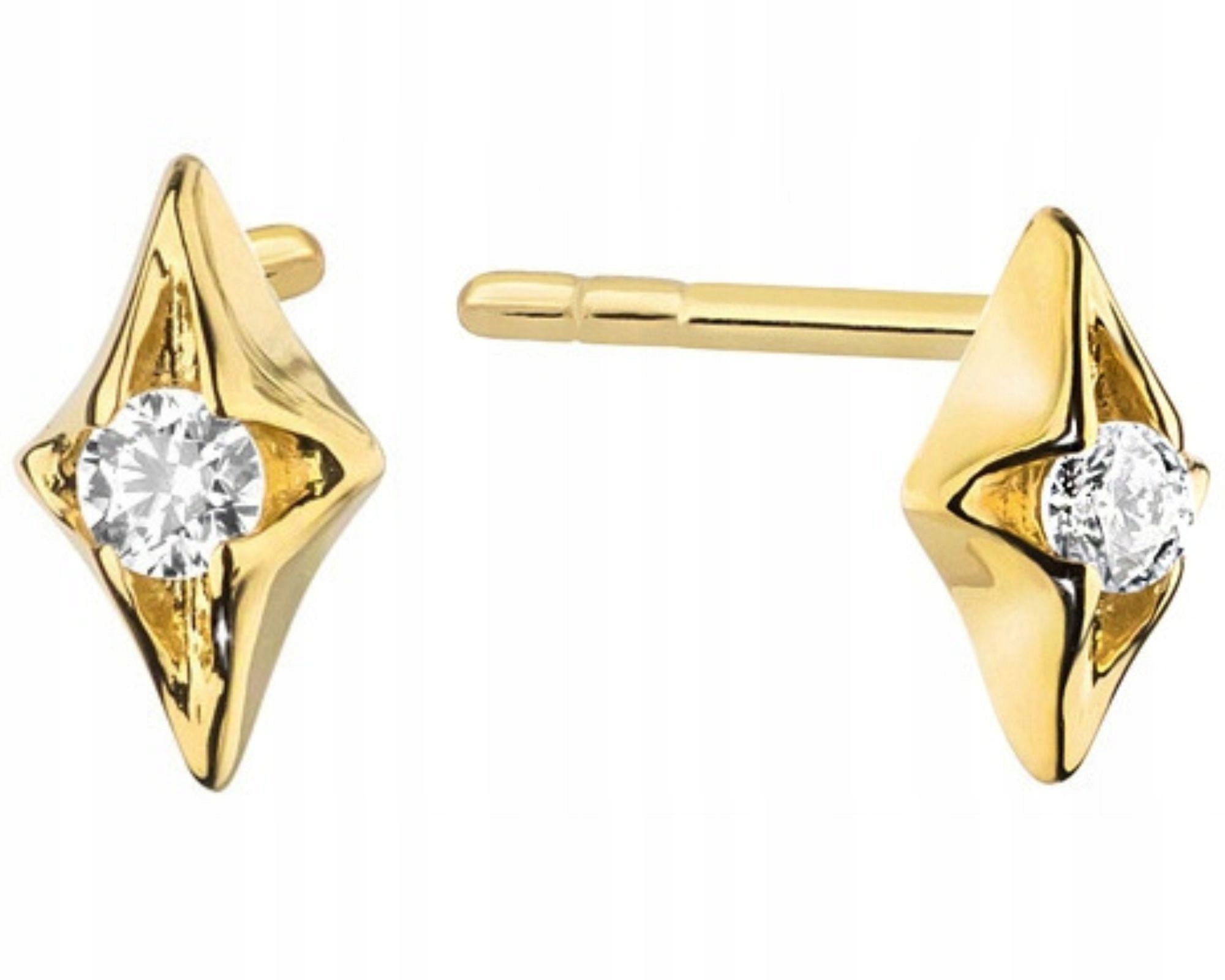 Zlaté náušnice s brilianty 0,08 ct, tyčinky, vruty
